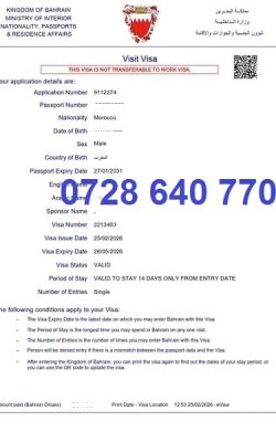 maroc visa bahrain